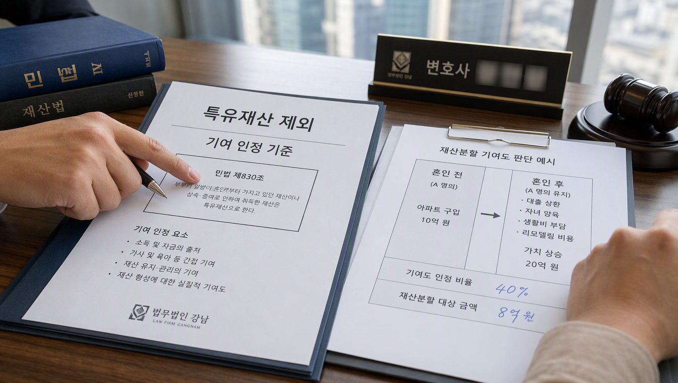 이혼 상속 재산 분할에서 특유재산 제외와 기여 인정 기준