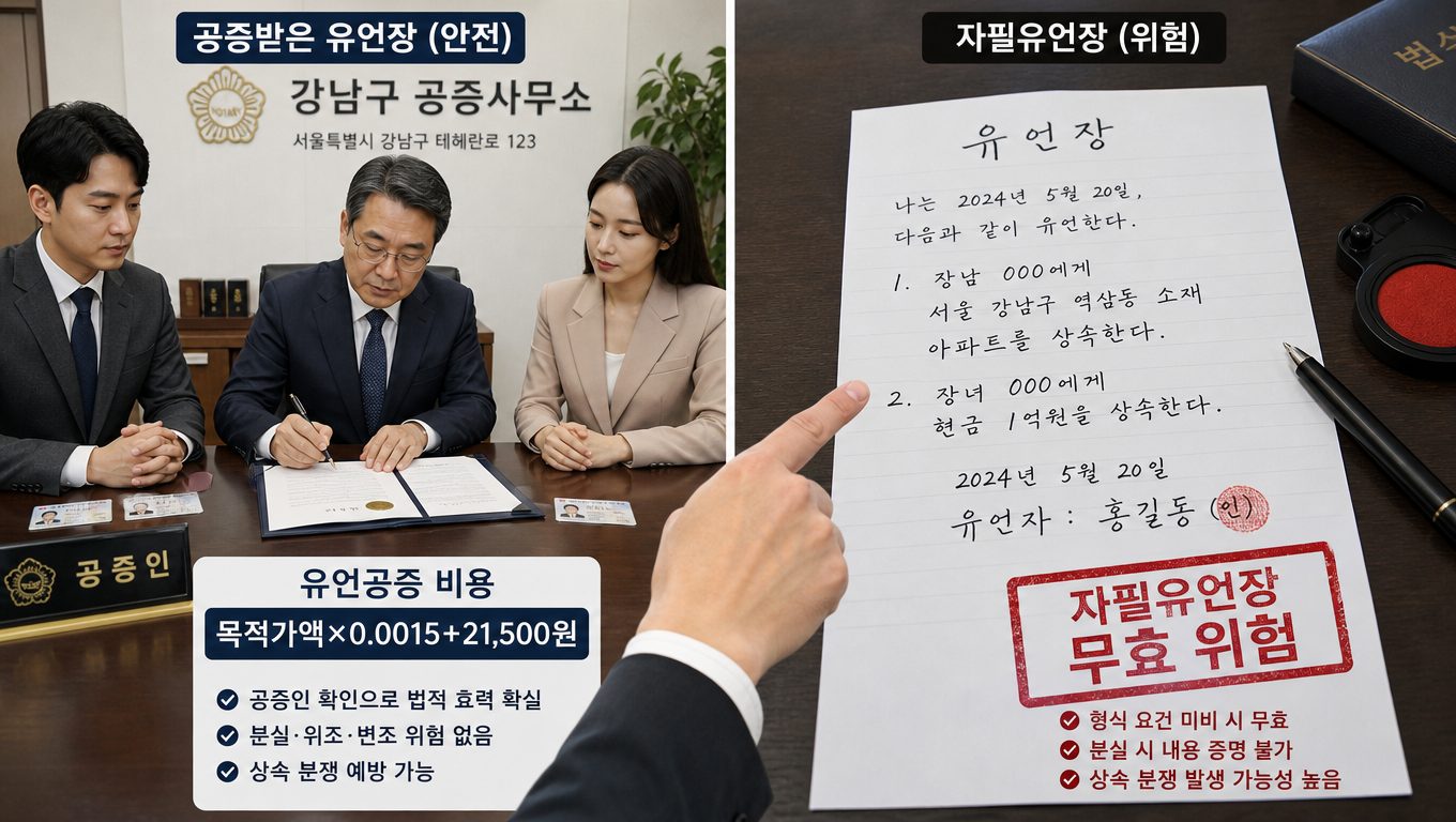 강남 유언공증 비용과 필요 서류, 자필유언장 비교