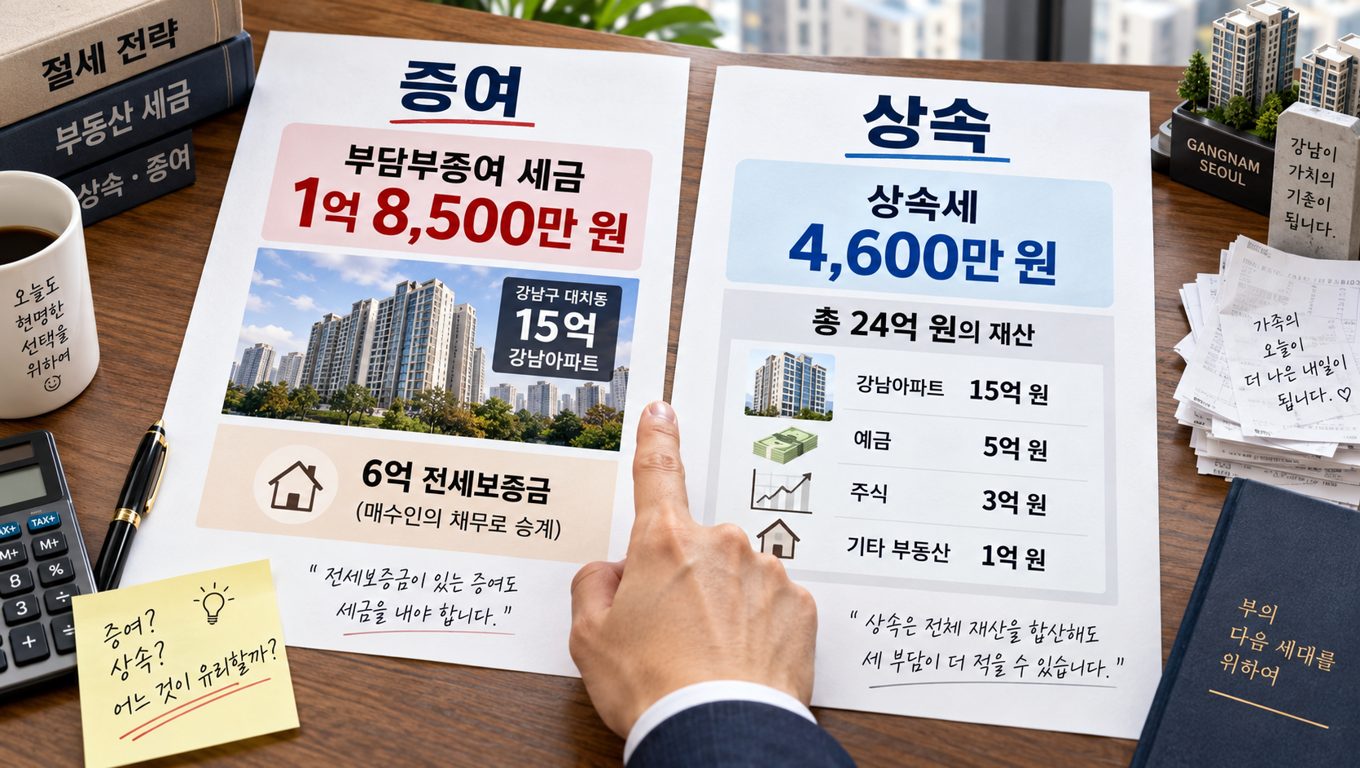 강남아파트 증여와 상속 중 세금 부담이 적은 경우